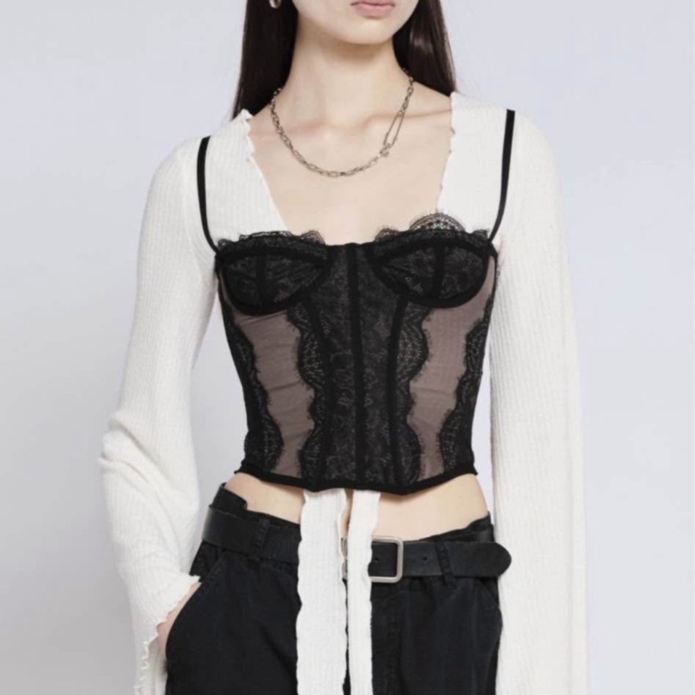 Urban Outfitters Black Lace Corset Top